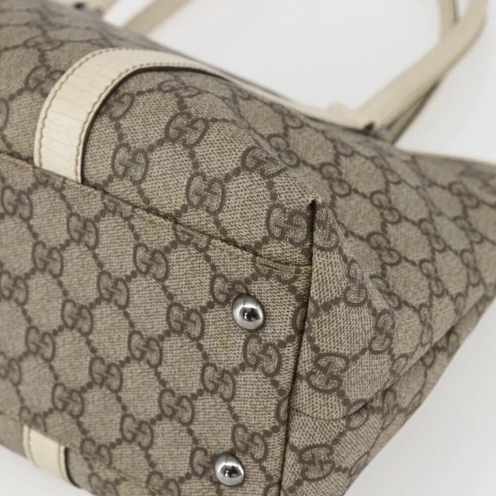 GUCCI GG Supreme Tote Bag PVC Beige Silver - Picture 7 of 16
